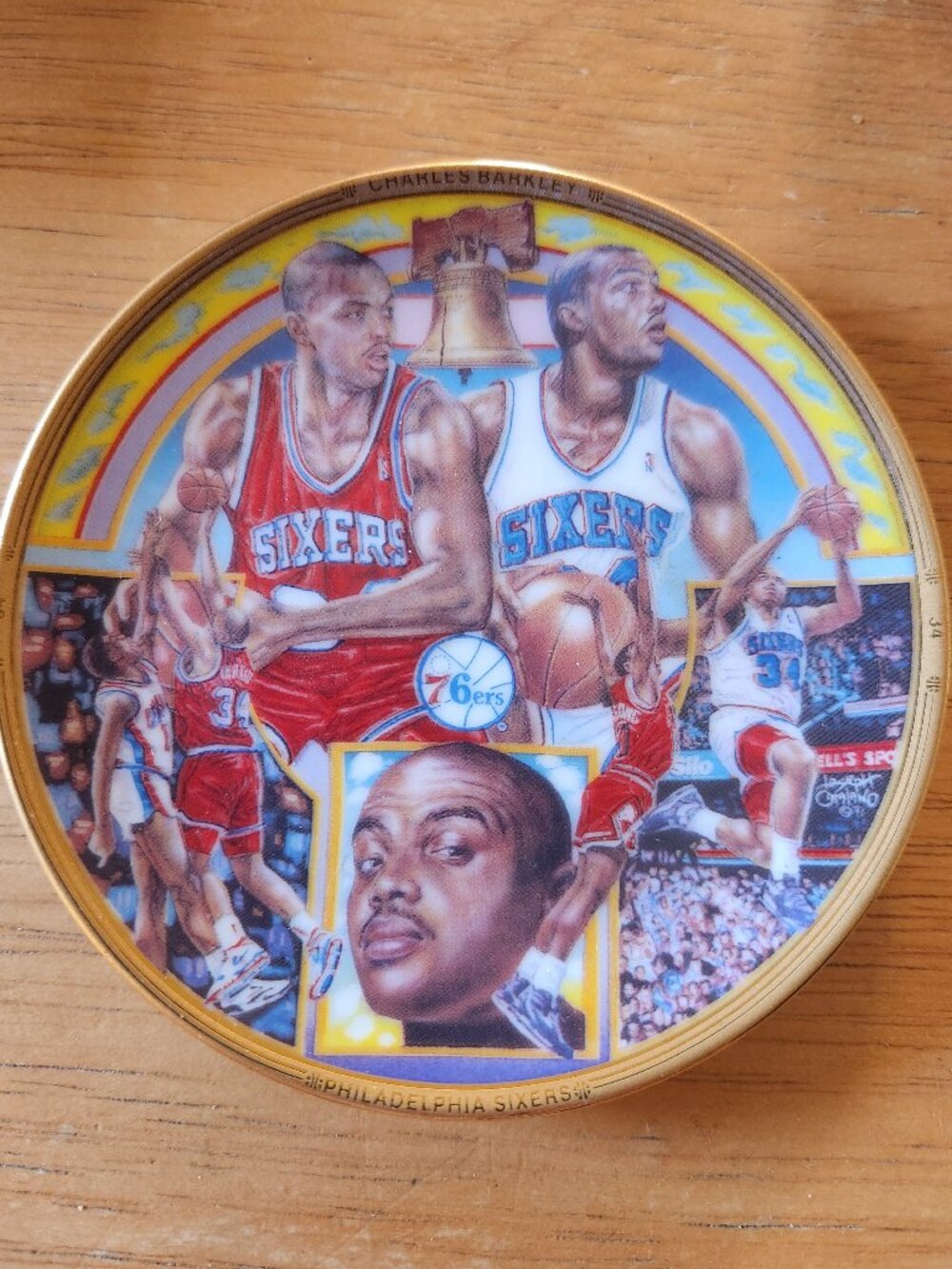 CHARLES BARKLEY 1991 Sports Impressions Plate 4.5” Philadelphia 76ers Disney Tag
